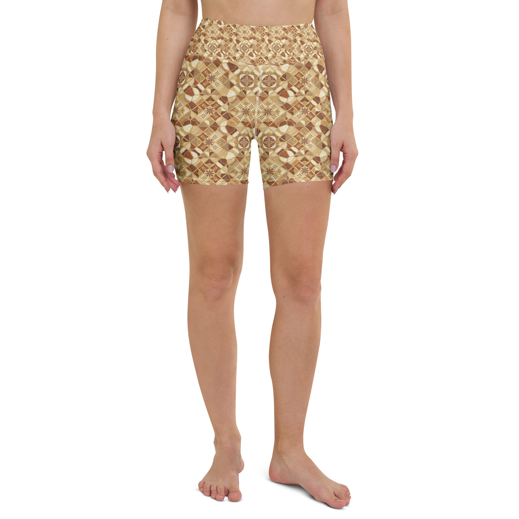 Jerusalem Stone Mosaic Yoga Shorts | GearBunch