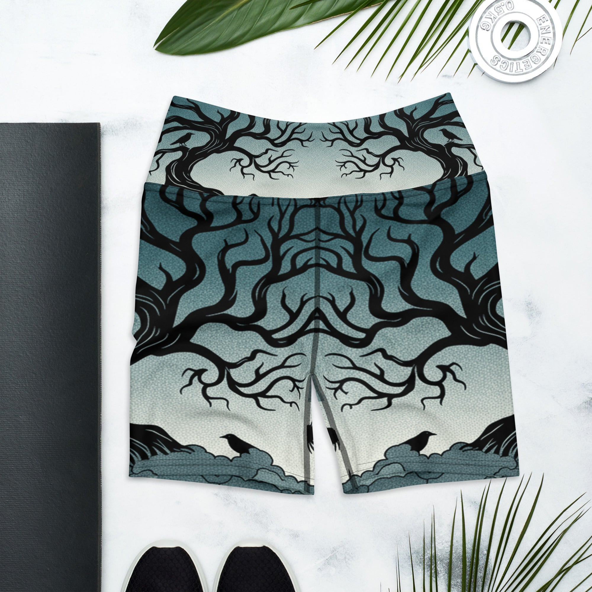 Haunted Forest Silhouette Yoga Shorts | GearBunch