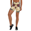 La Catrina Floral Crown design GearBunch Yoga Shorts for women, showcasing roses, golds, and skulls.