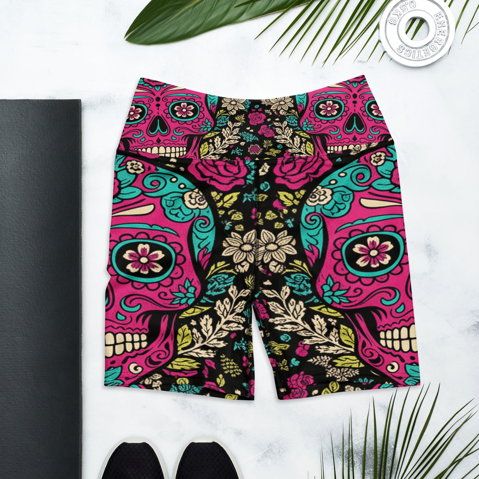 Sugar Skull Botanica Yoga Shorts | GearBunch