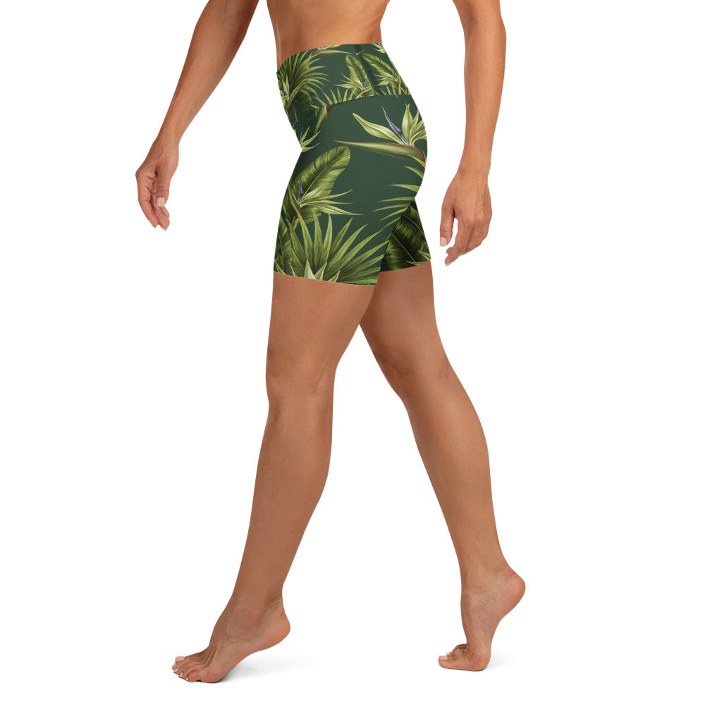 Tropical Palm Grove Yoga Shorts | GearBunch