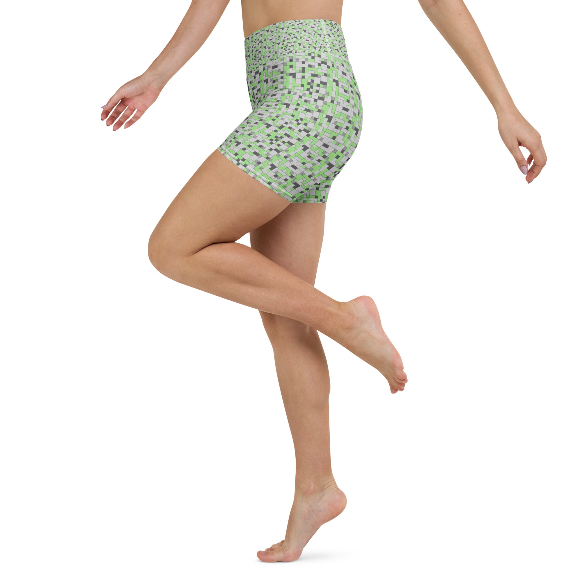 Small Blocks Geometric Yoga Shorts | GearBunch