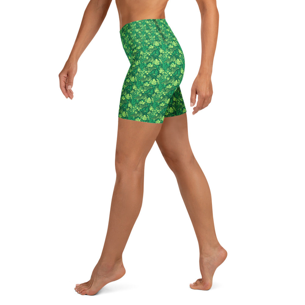 Minimalist Plant Illustration Yoga Shorts | GearBunch