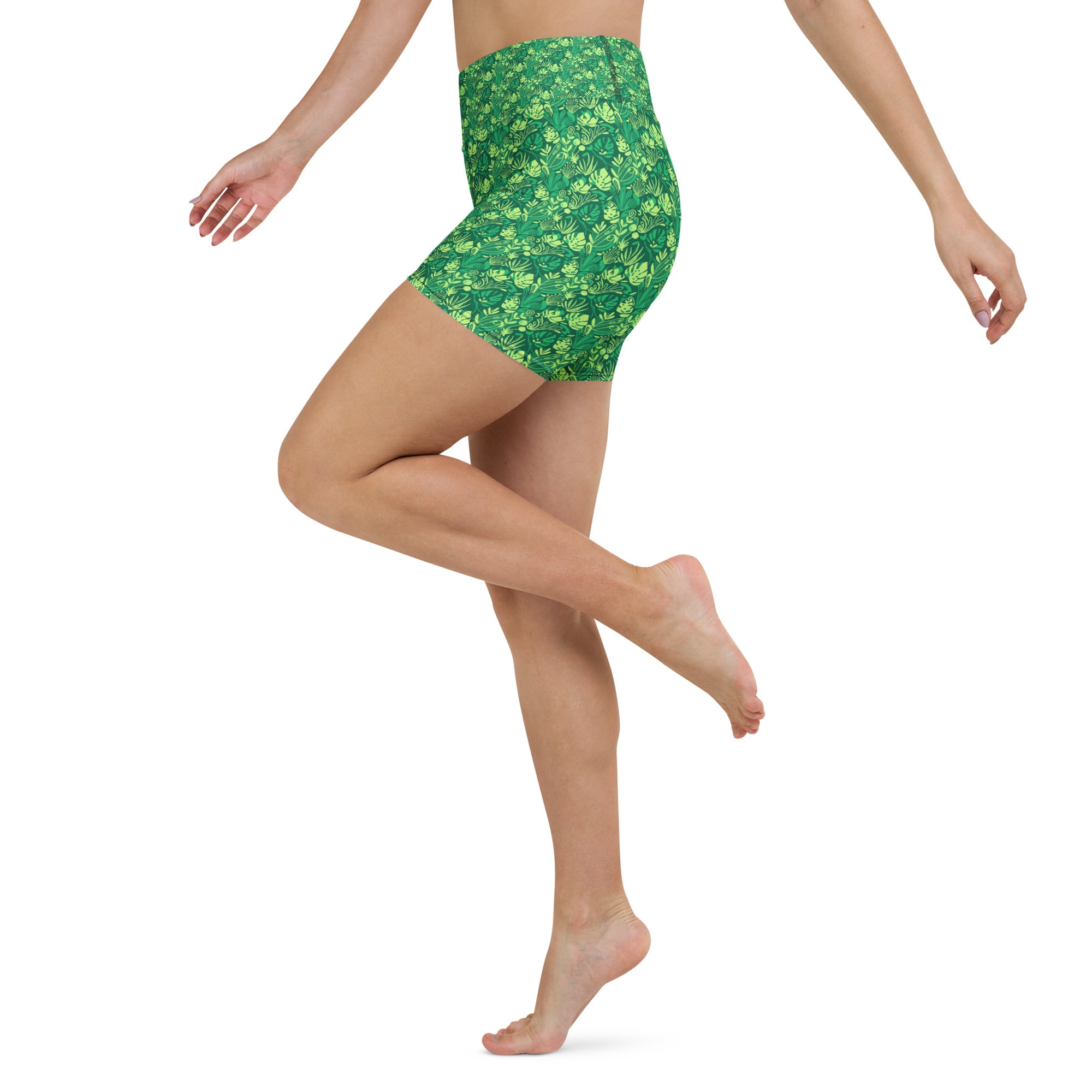 Minimalist Plant Illustration Yoga Shorts | GearBunch