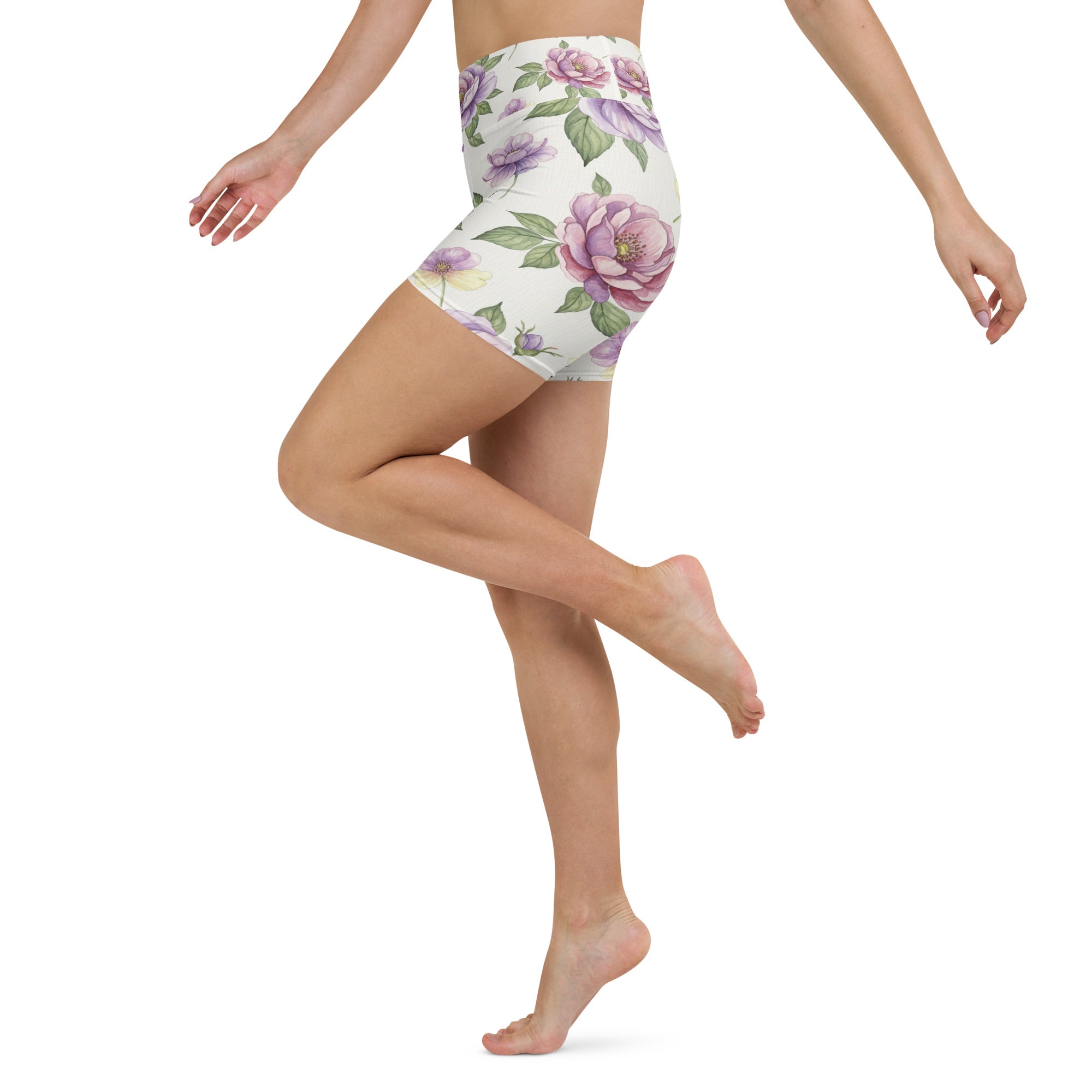 Watercolour Wildflowers Yoga Shorts | GearBunch