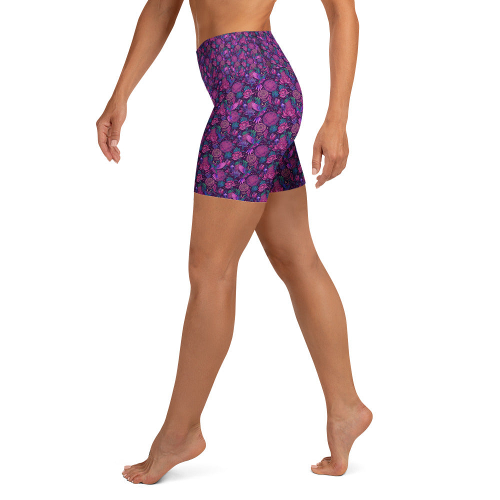 Hummingbird Divination Art Yoga Shorts | GearBunch