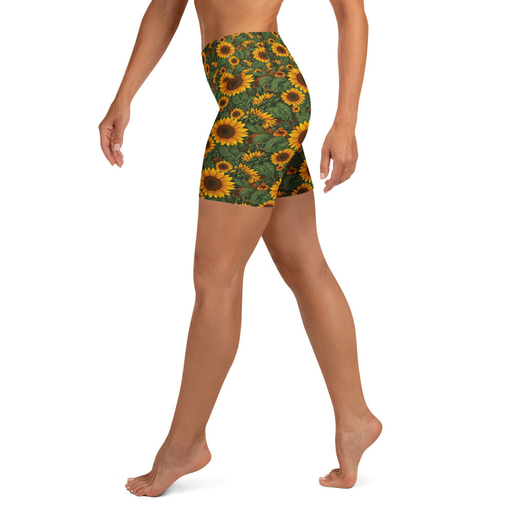 Sunflower Cross Yoga Shorts | GearBunch