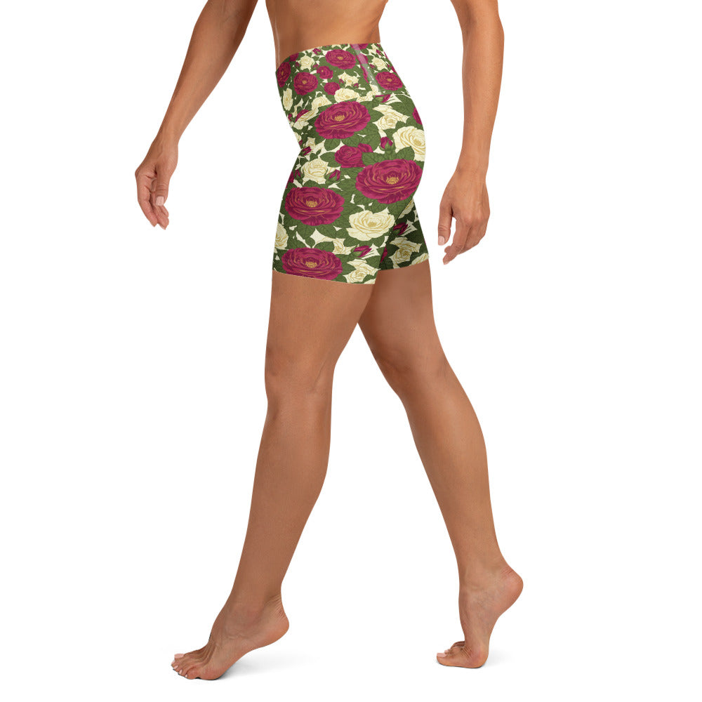 Taurus Rose Botanical Yoga Shorts | GearBunch