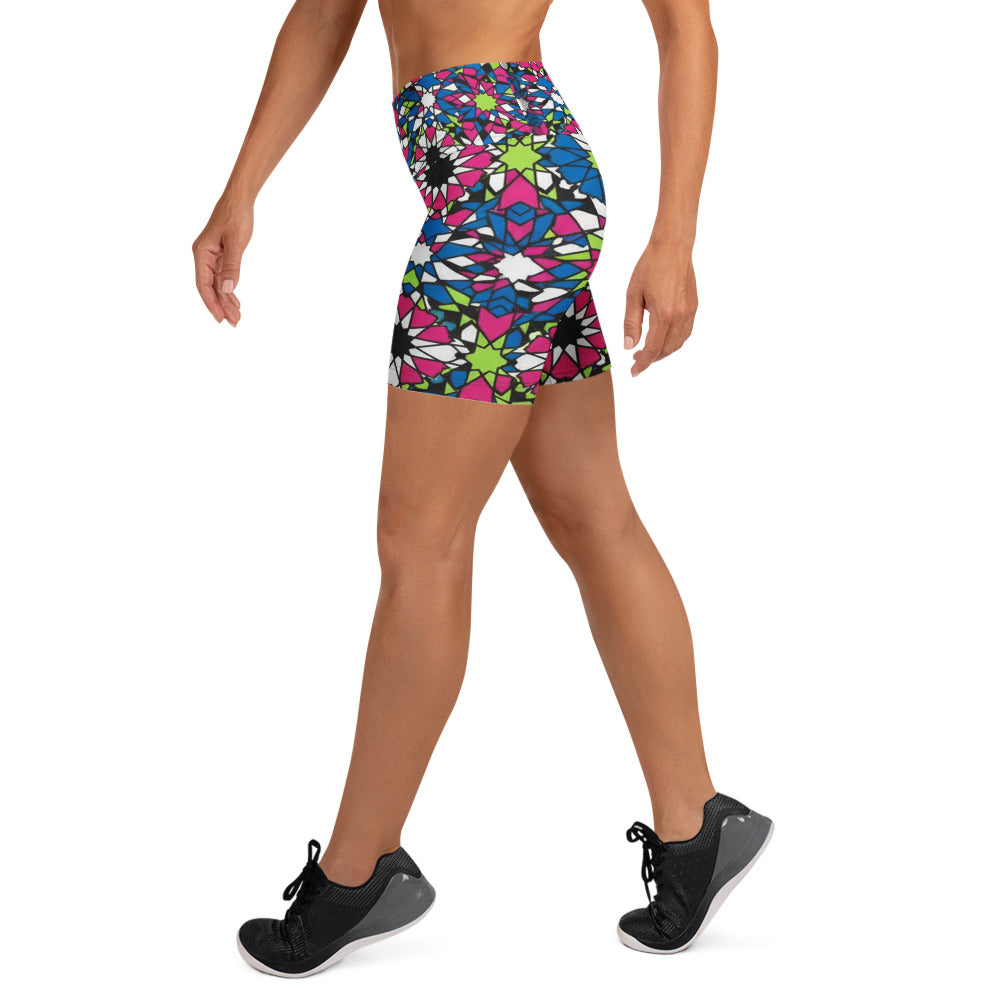Zellige Electric Neon Yoga Shorts | GearBunch