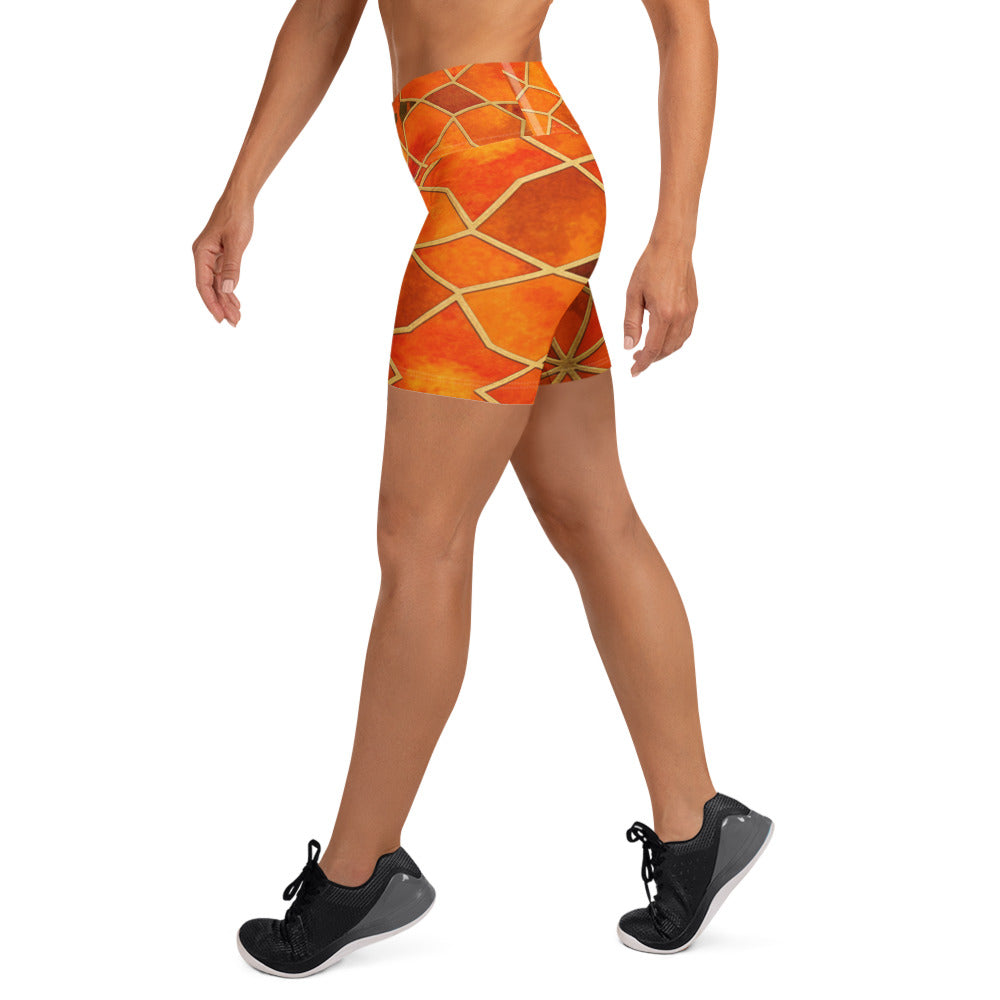Arabic Watercolour Autumn Spice Yoga Shorts | GearBunch