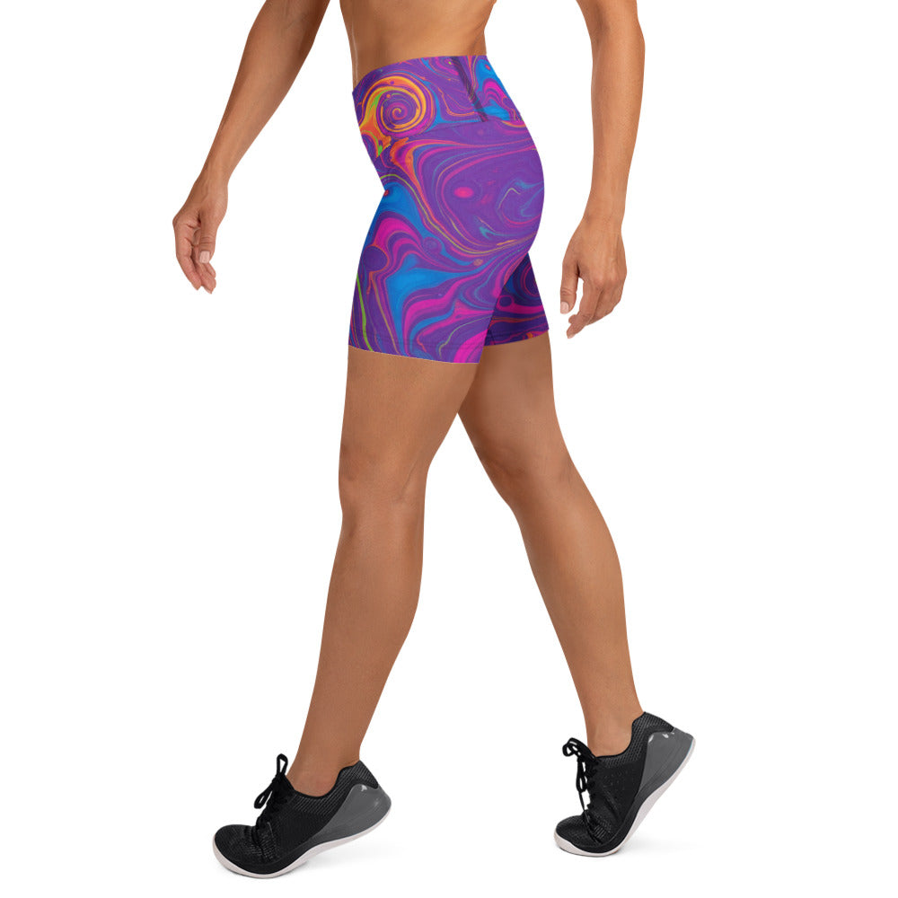 Liquid Marble Neon Yoga Shorts | GearBunch