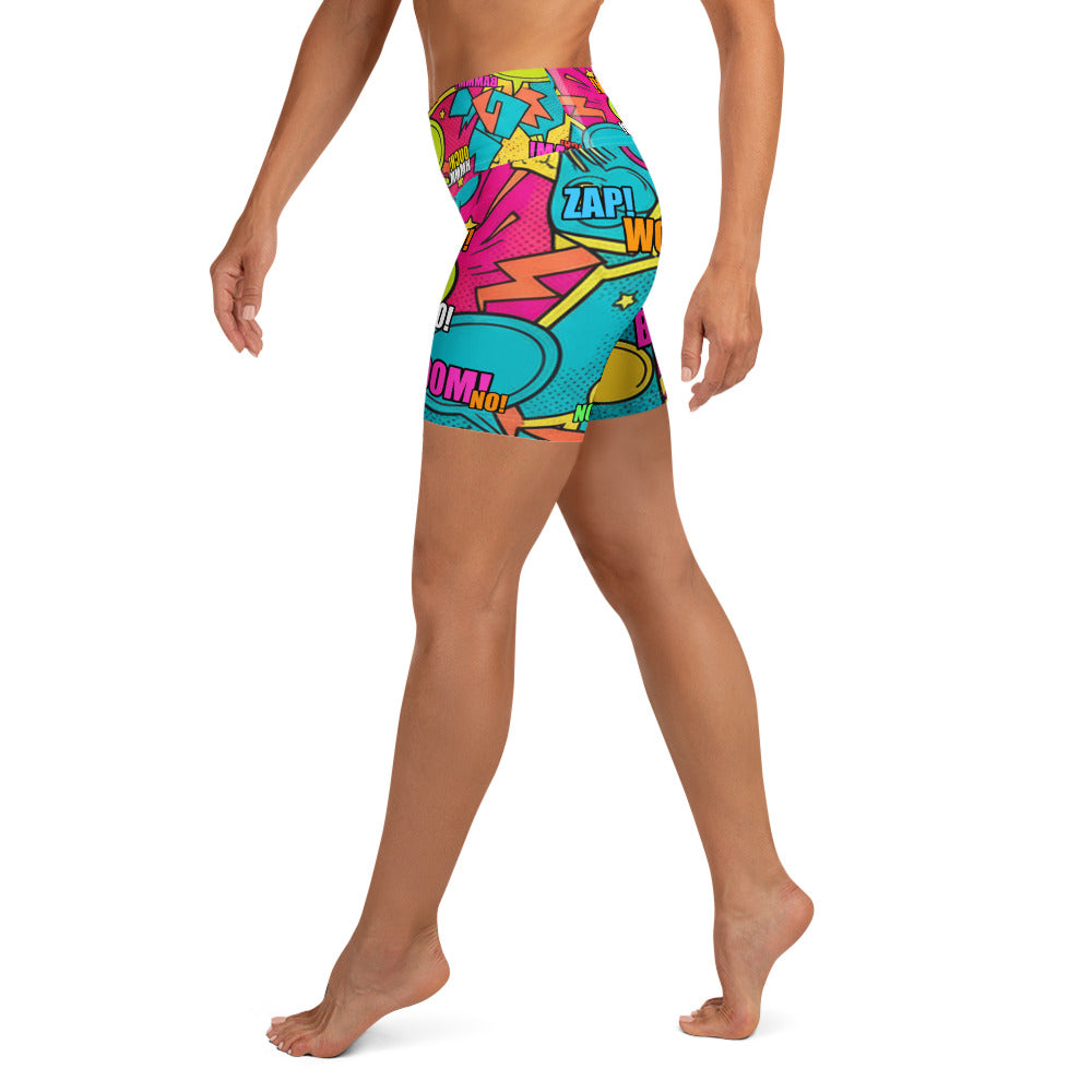 Comic Pop Tropical Yoga Shorts | GearBunch