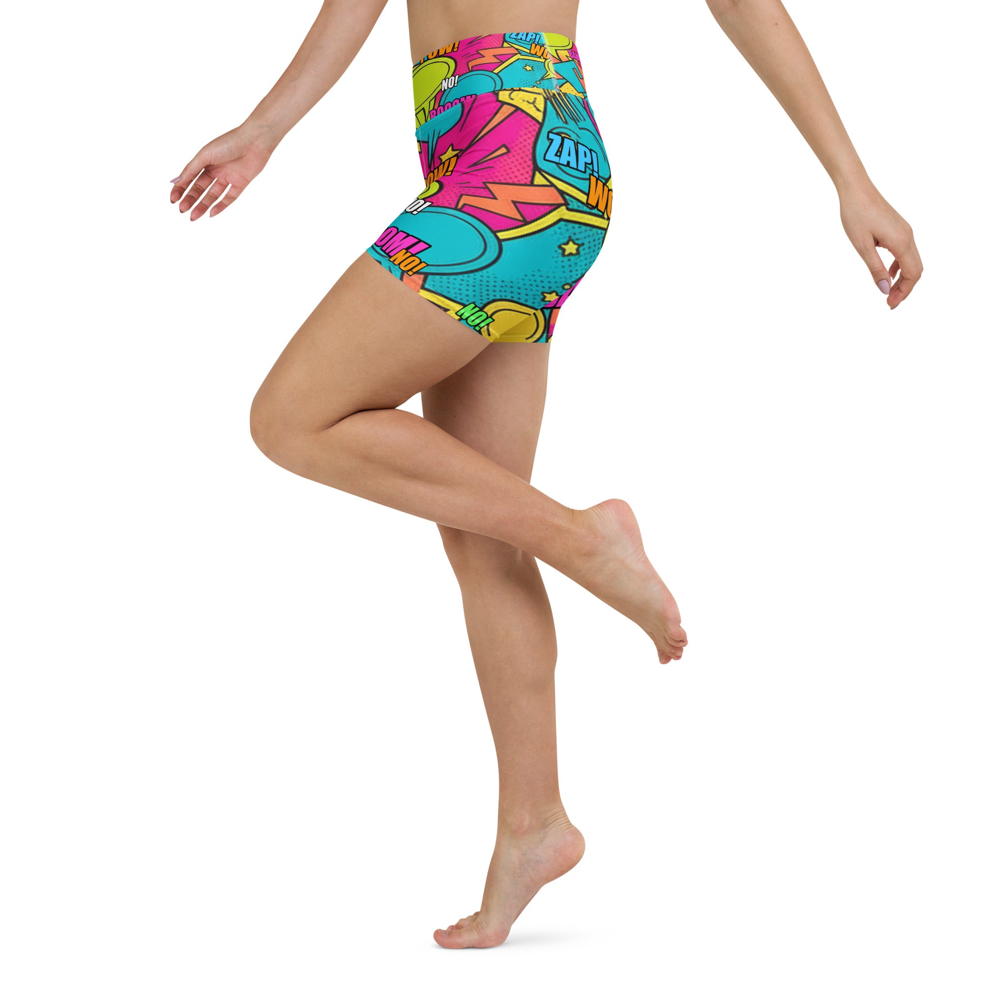 Comic Pop Tropical Yoga Shorts | GearBunch