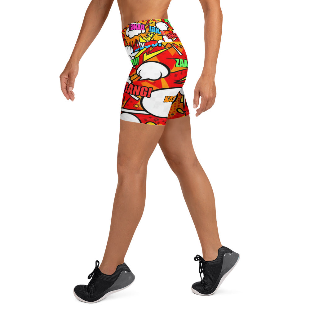 Comic Pop Fire Engine Yoga Shorts | GearBunch