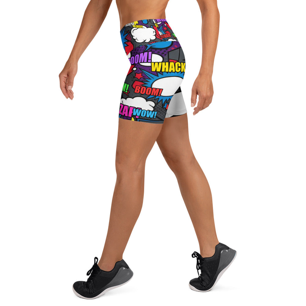 Comic Strip Dark Knight Yoga Shorts | GearBunch