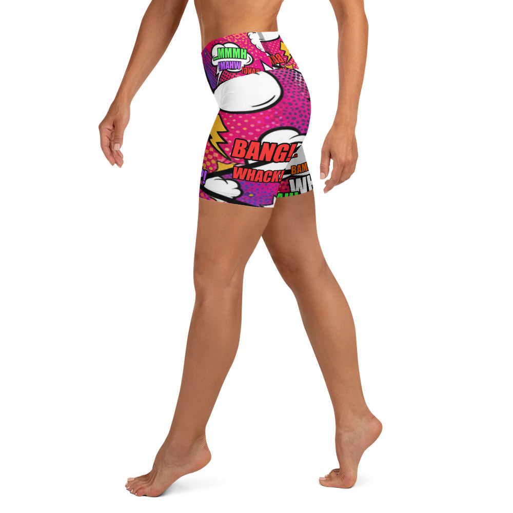 Comic Strip Girl Power Yoga Shorts | GearBunch