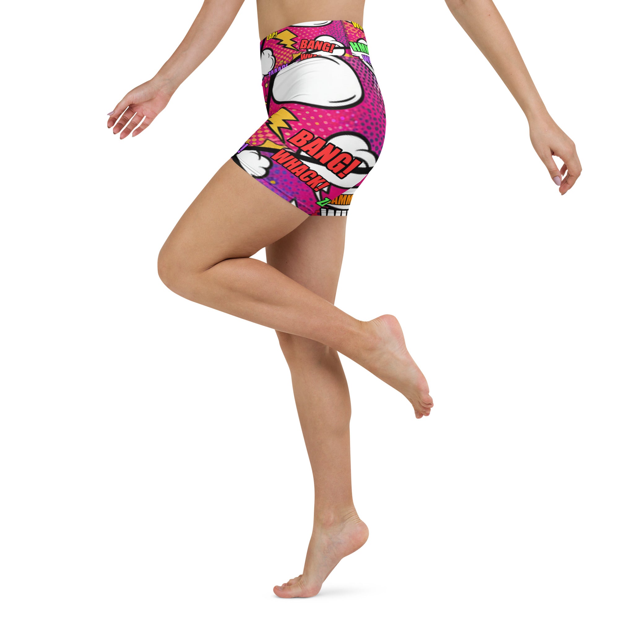 Comic Strip Girl Power Yoga Shorts | GearBunch