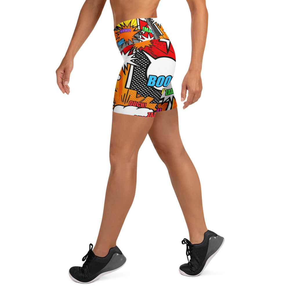 Comic Strip Boom Town Yoga Shorts | GearBunch