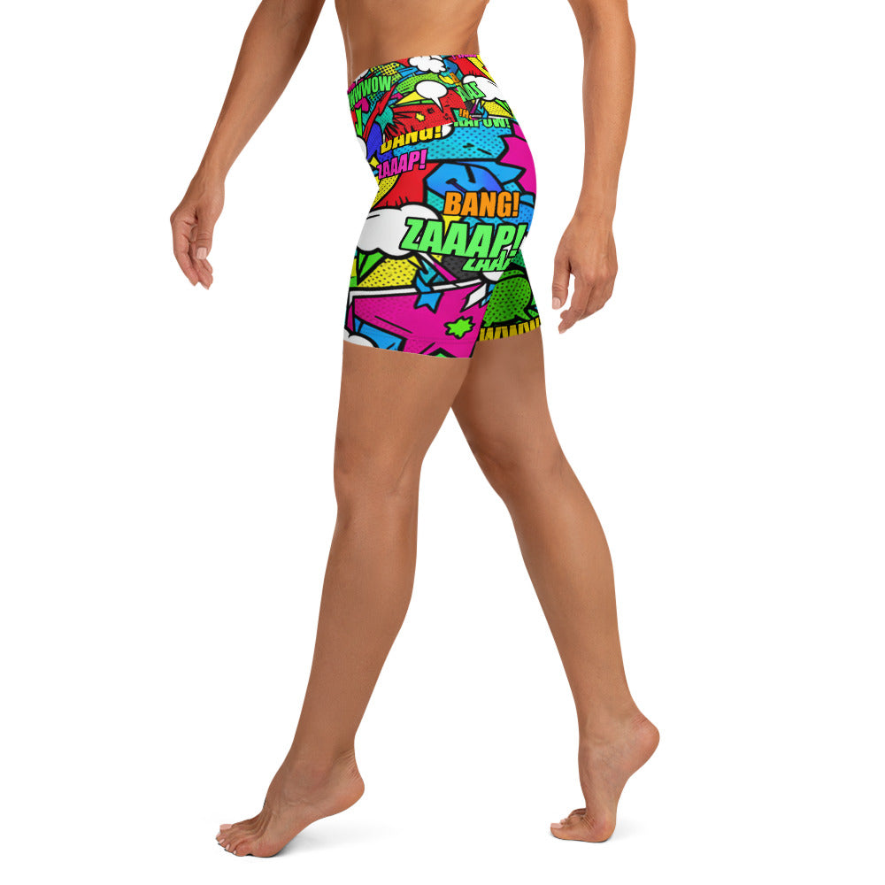Comic Strip Zombie Apocalypse Yoga Shorts | GearBunch