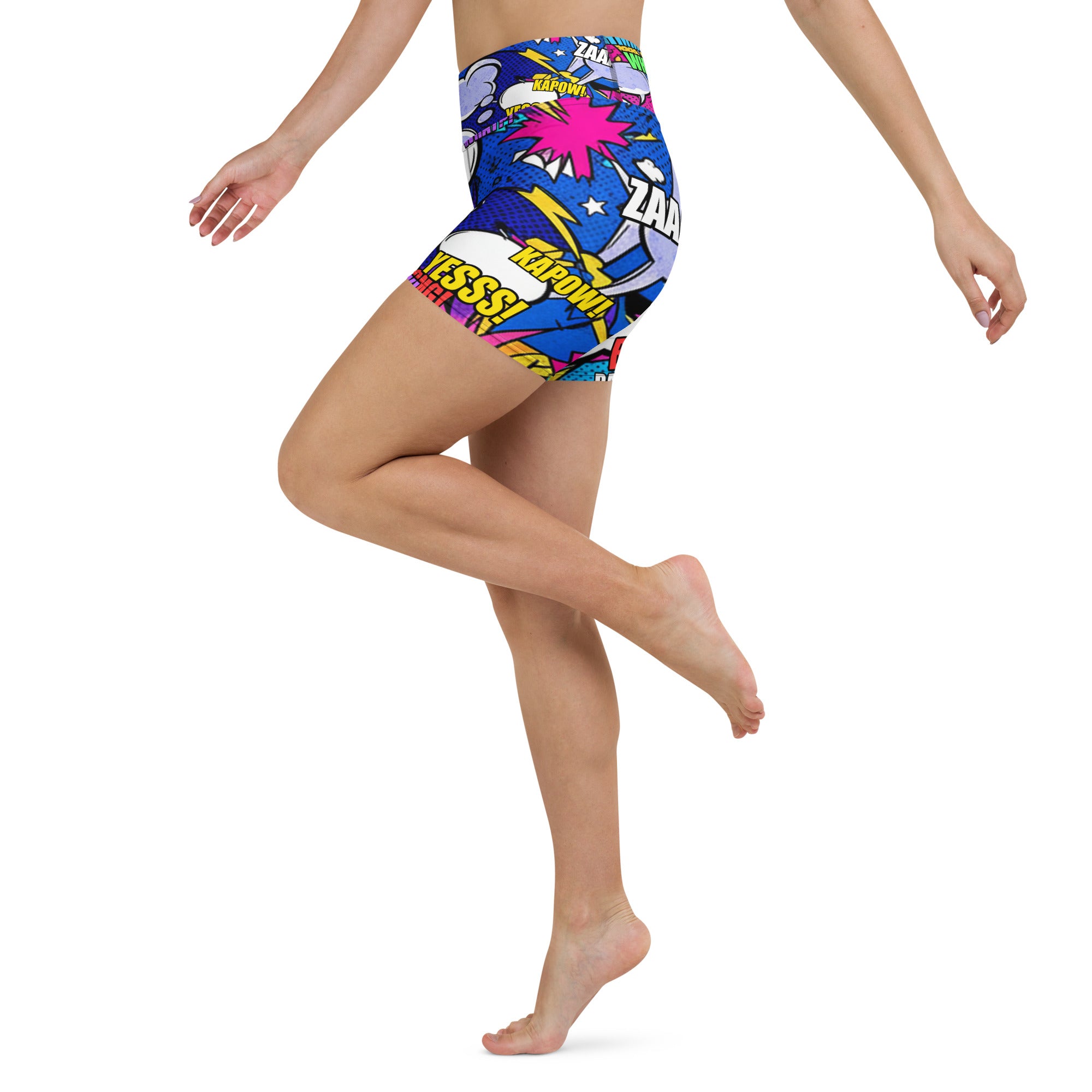 Comic Strip Cosmic Boom Yoga Shorts | GearBunch