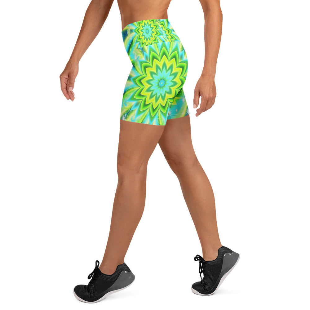 Psychedelic Lemon Zap Yoga Shorts | GearBunch