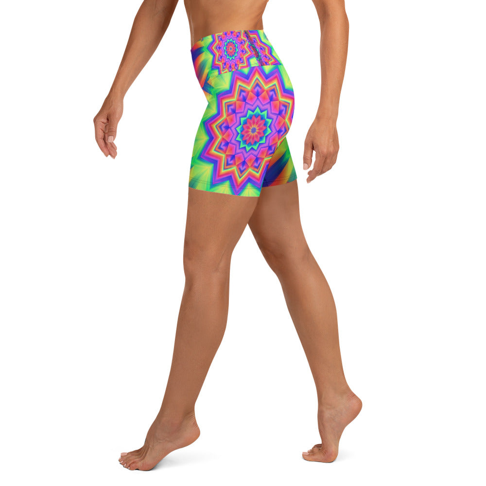 Psychedelic Starburst Prism Yoga Shorts | GearBunch