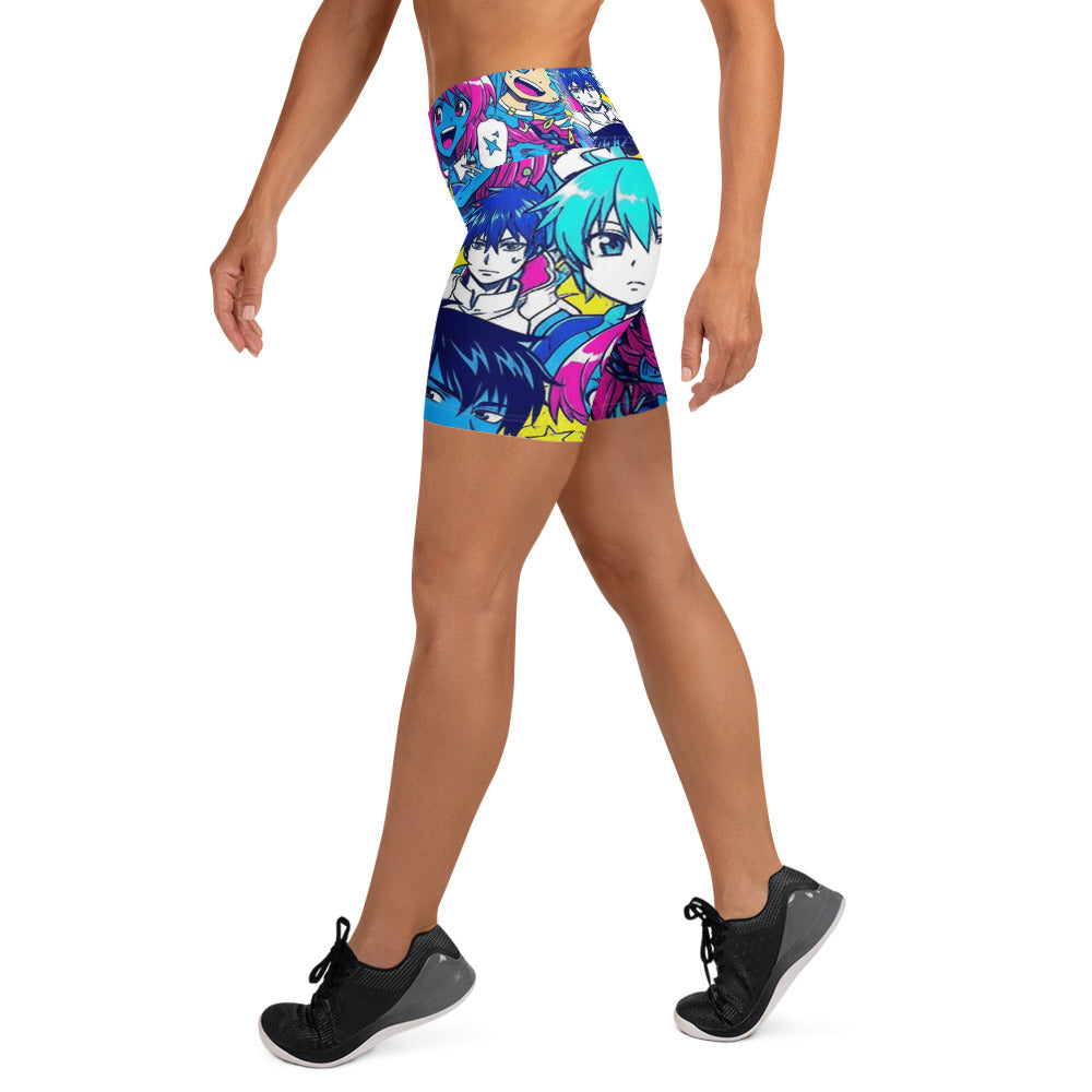 Neon Tokyo Anime Yoga Shorts | GearBunch