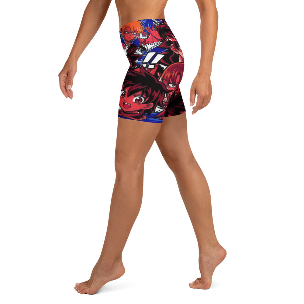 Anime Collage Dark Shonen Yoga Shorts | GearBunch