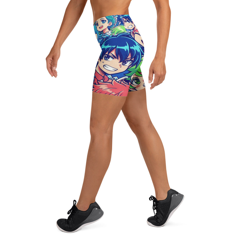 Anime Ocean Wave Yoga Shorts | GearBunch