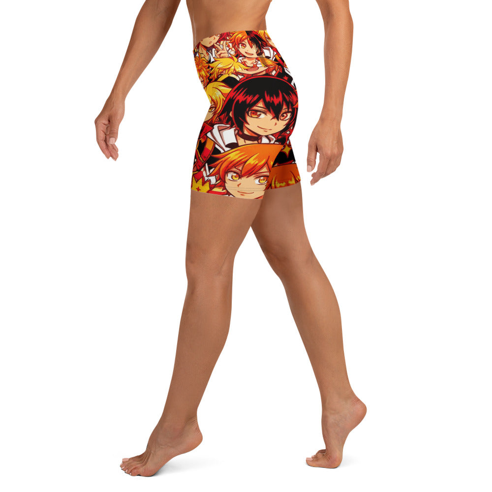 Anime Collage Fire Spirit Yoga Shorts | GearBunch