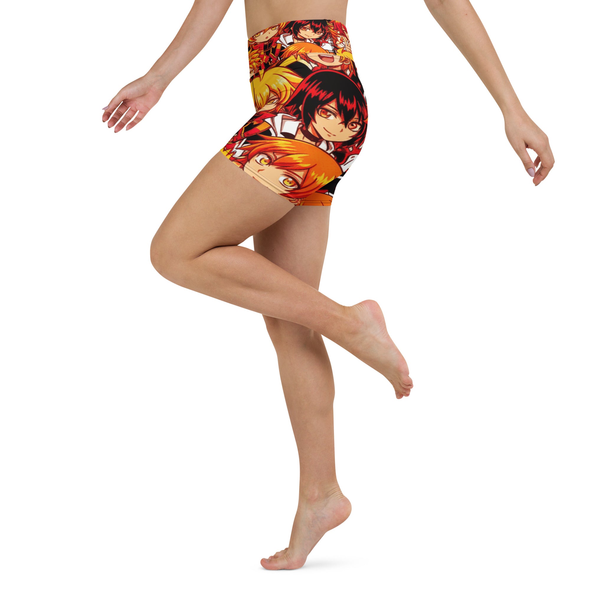 Anime Collage Fire Spirit Yoga Shorts | GearBunch