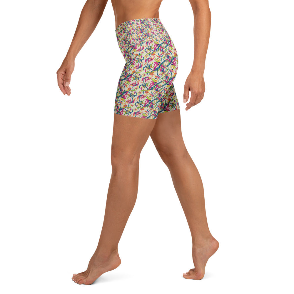 Ciao Bella Script Yoga Shorts | GearBunch