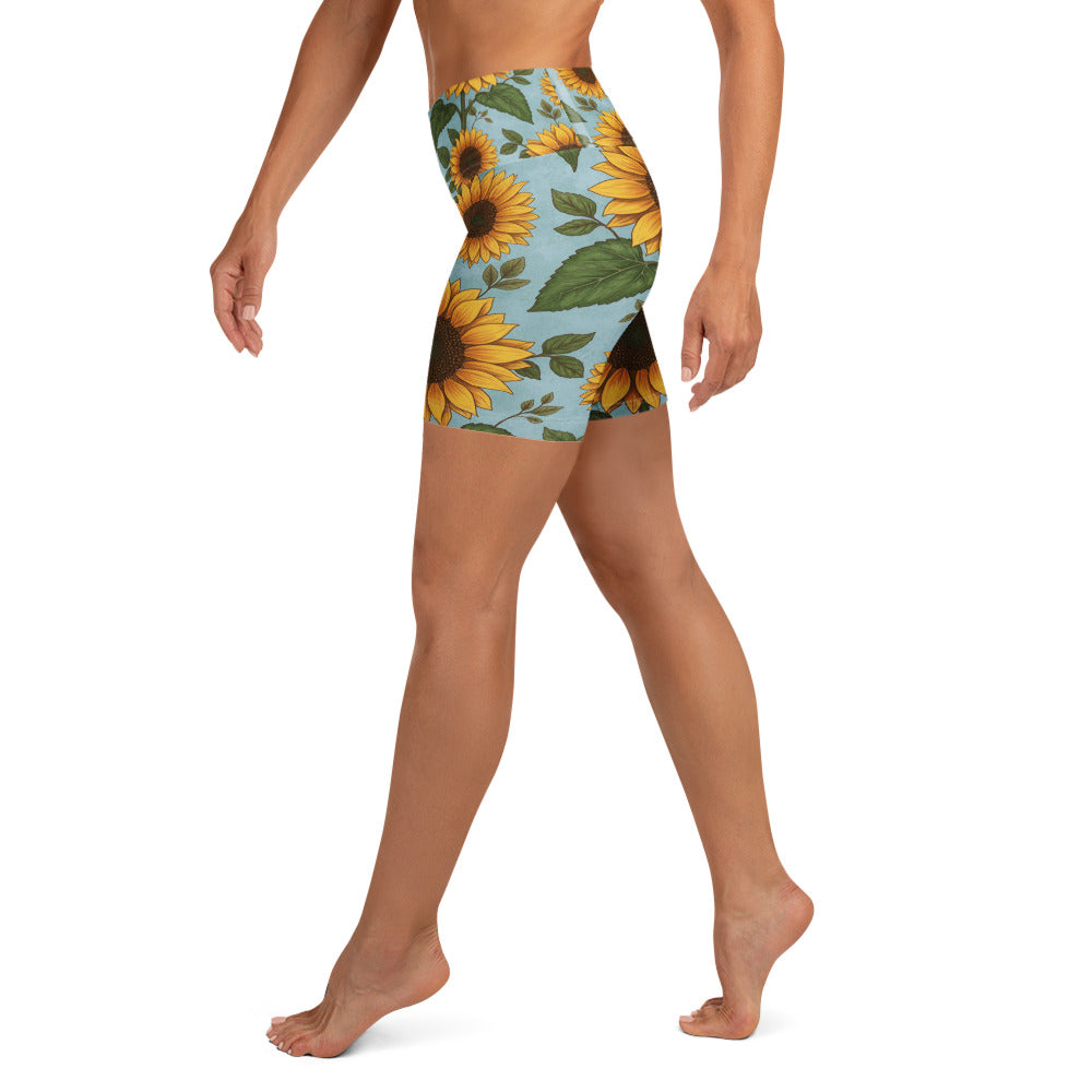 Sunflower Fields Yoga Shorts | GearBunch