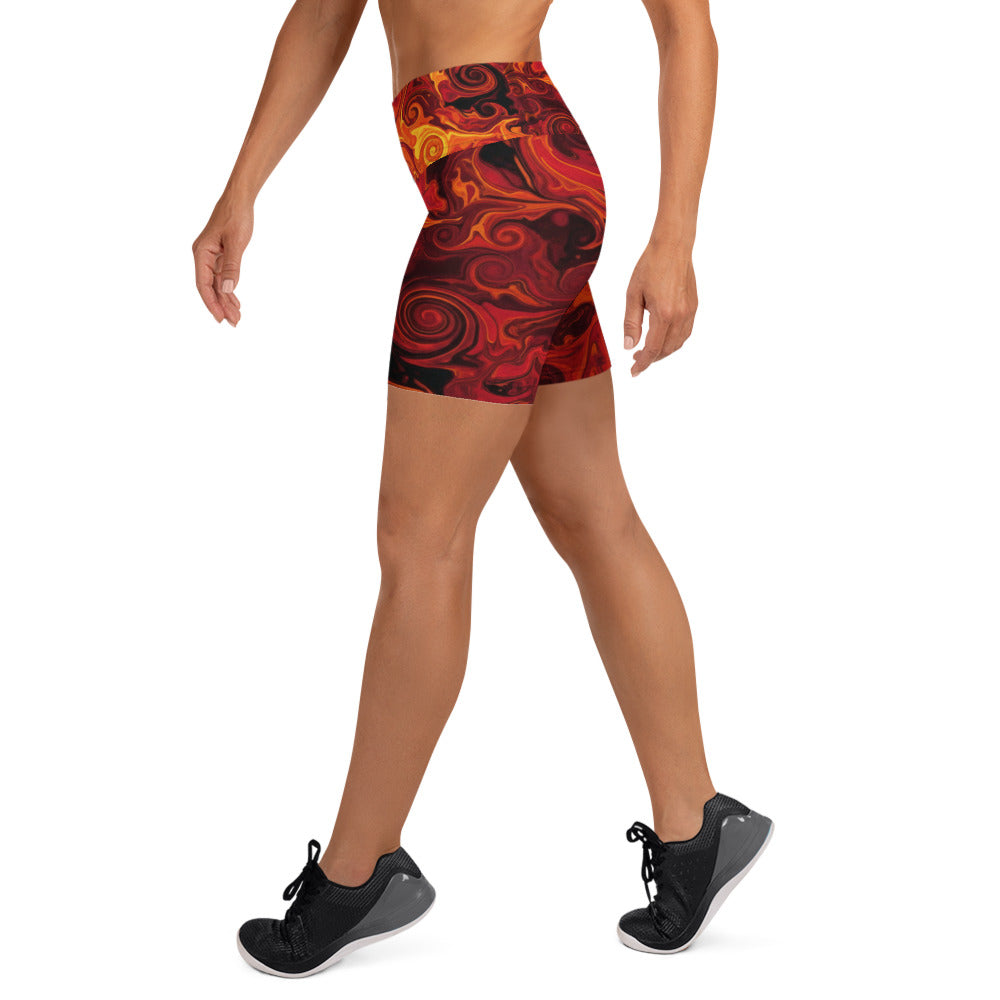 Liquid Marble Lava Flow Yoga Shorts | GearBunch