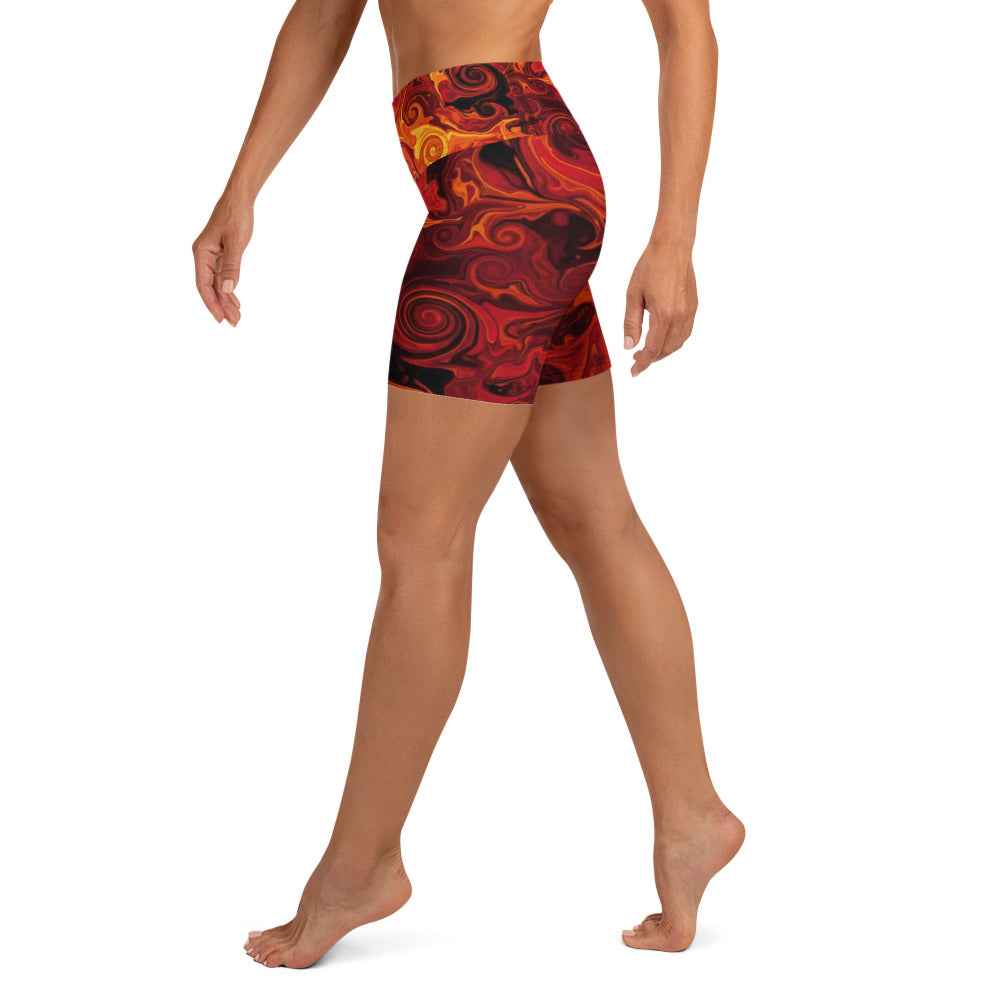 Liquid Marble Lava Flow Yoga Shorts | GearBunch