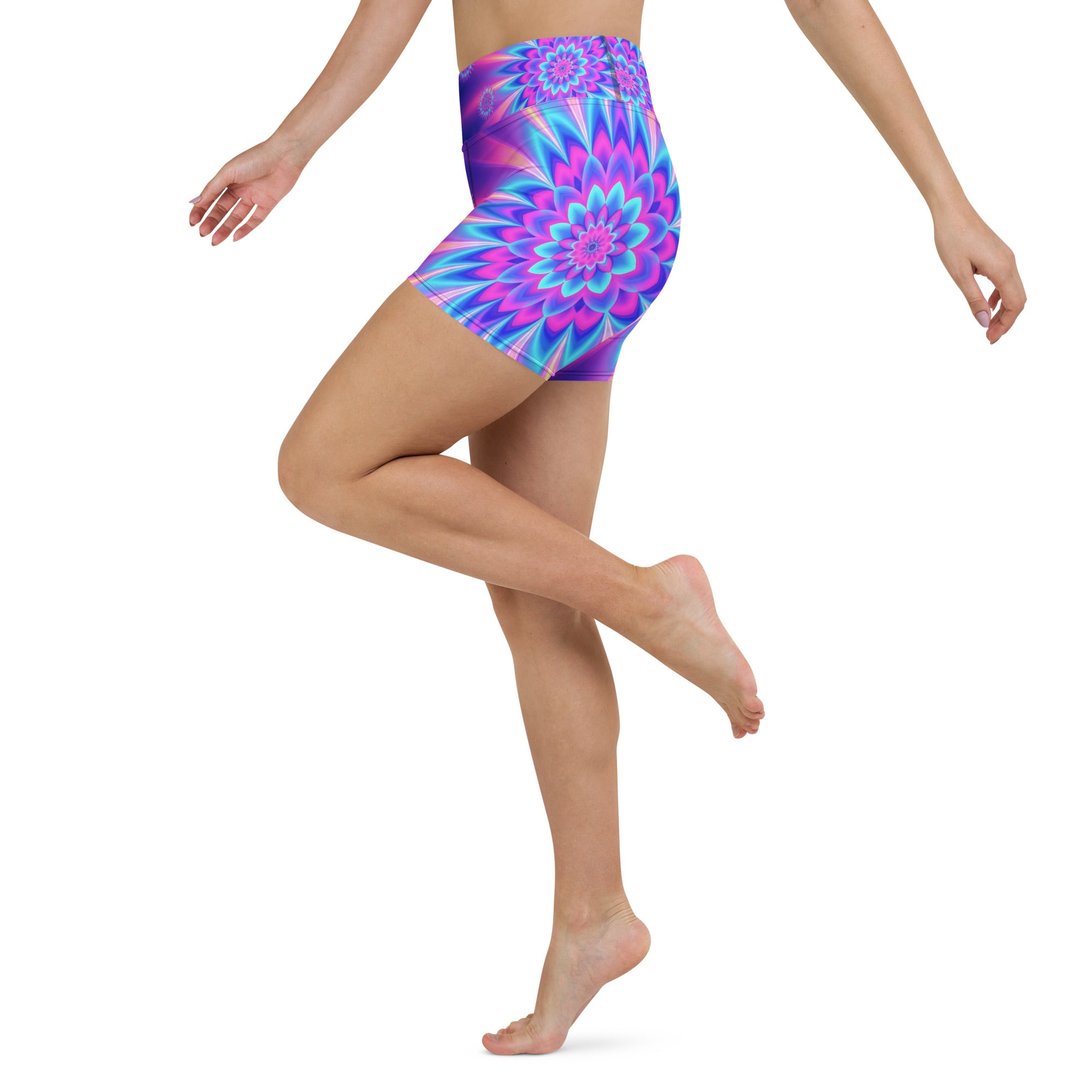 Psychedelic Vaporwave Dream Yoga Shorts | GearBunch
