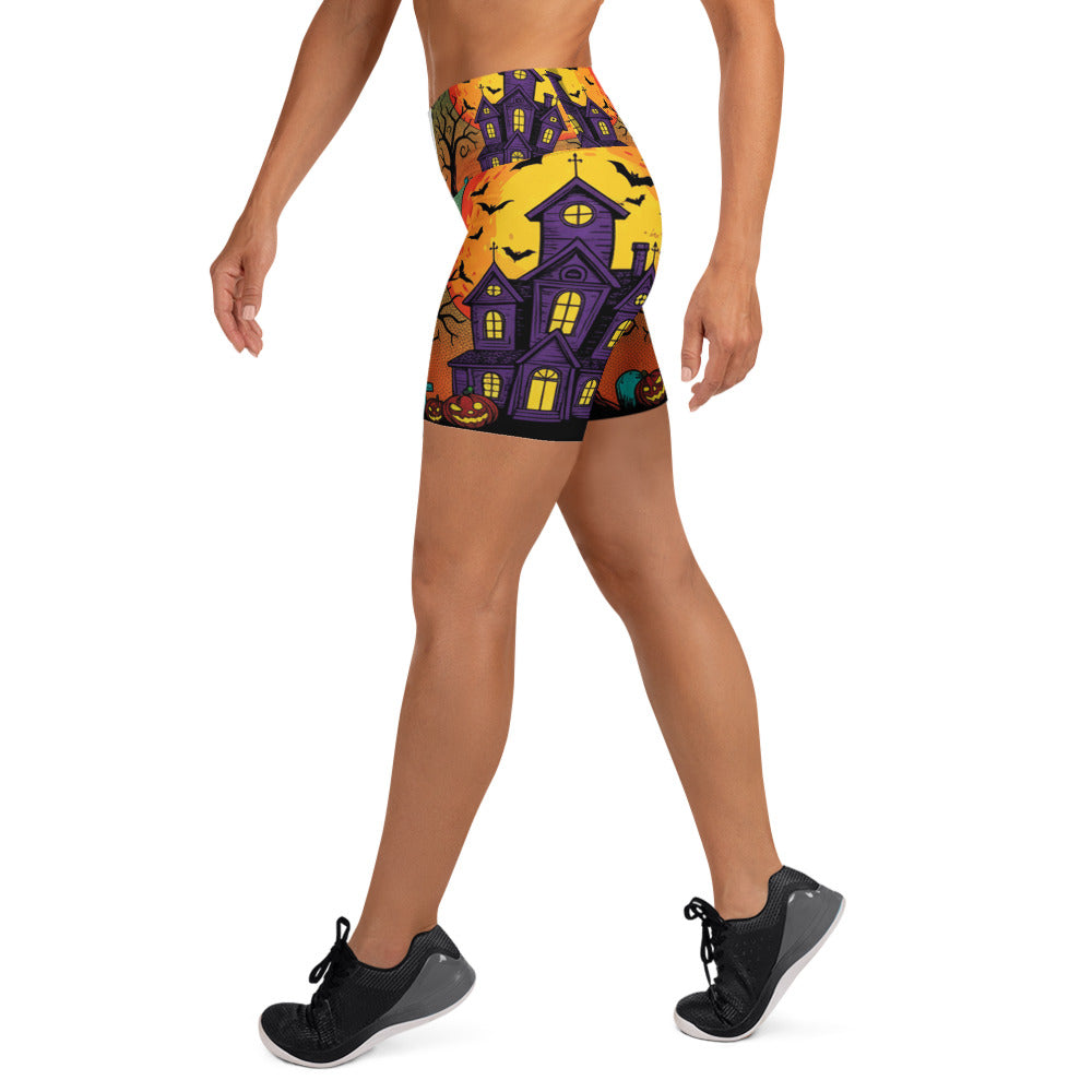 Haunted Manor Twilight Yoga Shorts | GearBunch