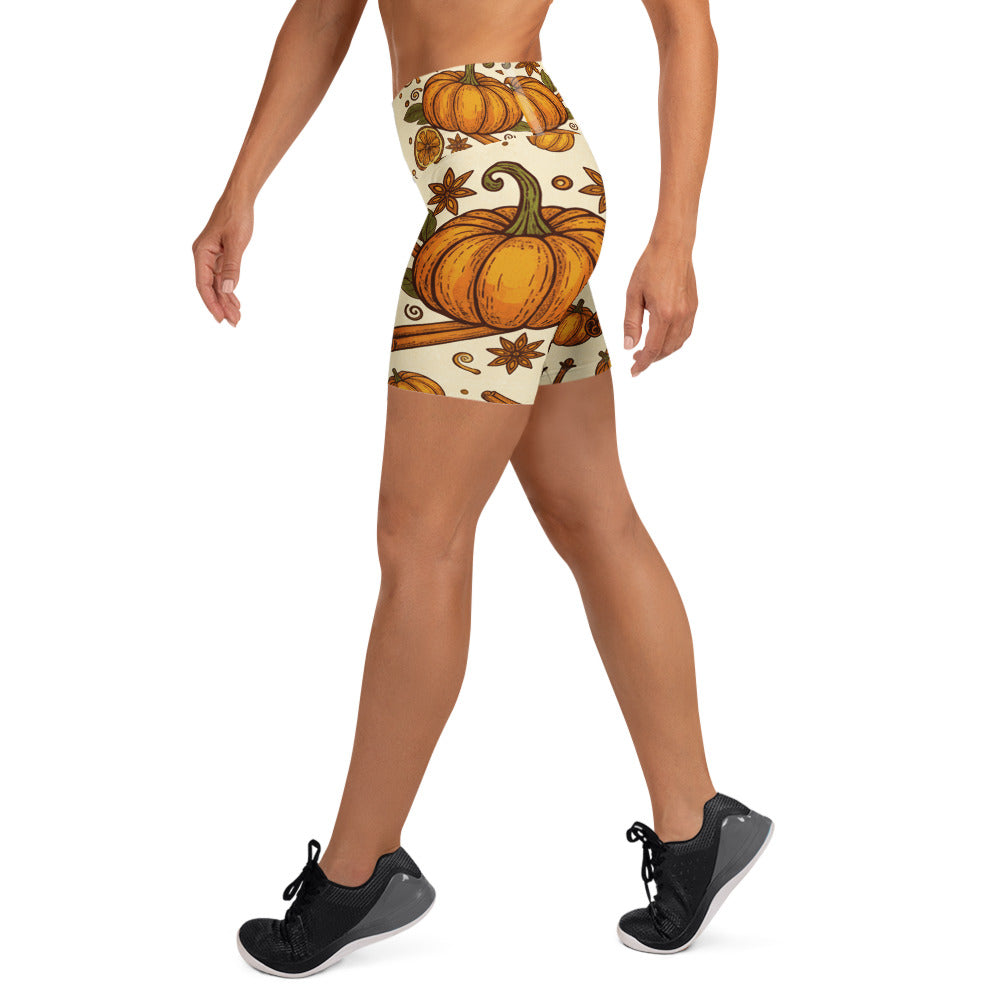Pumpkin Spice Botanical Yoga Shorts | GearBunch