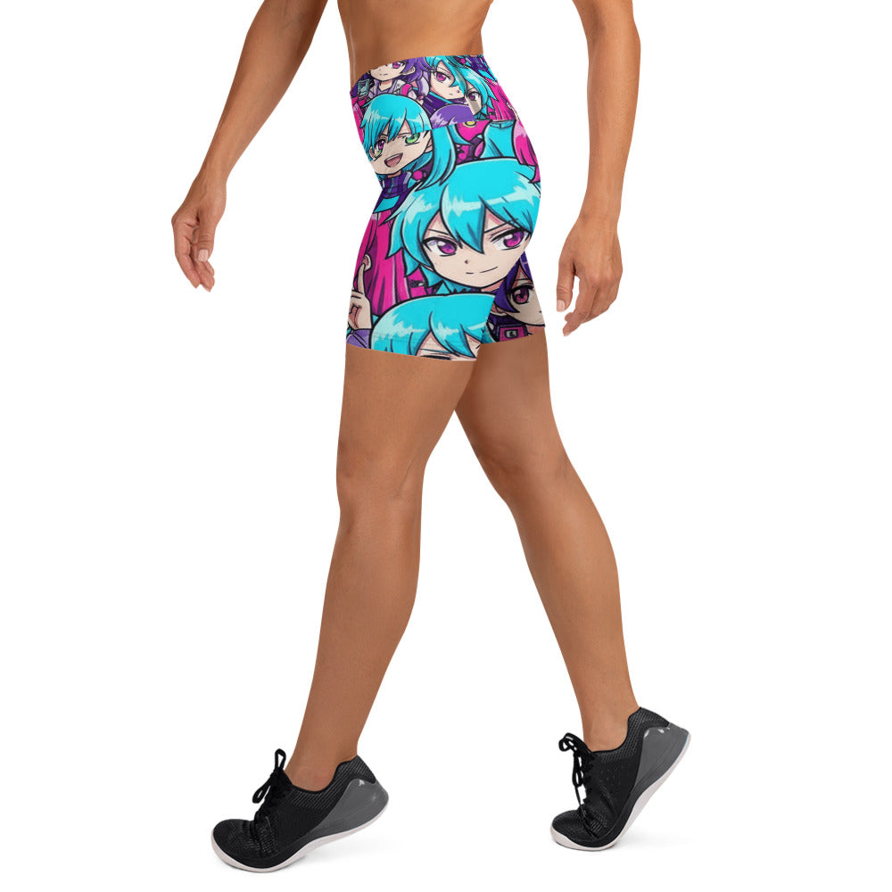 Anime Collage Cyberpunk Yoga Shorts | GearBunch