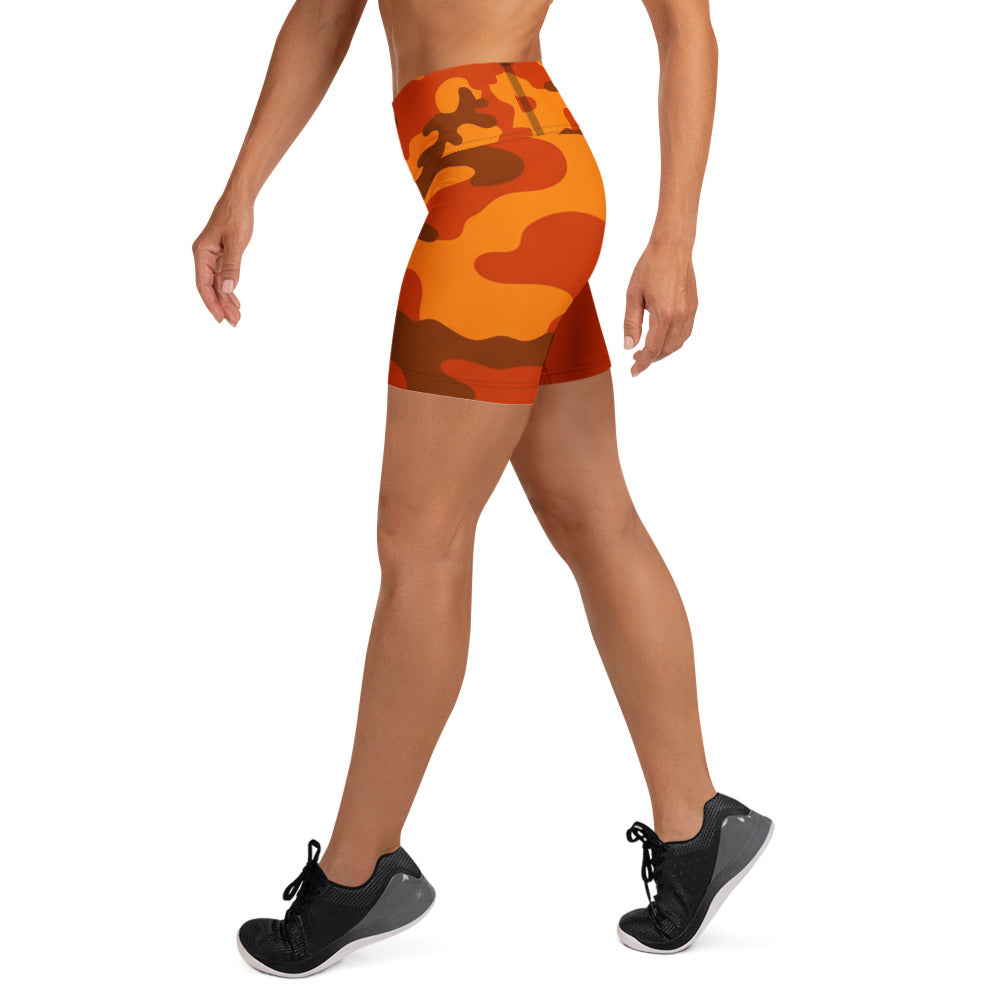Burnt Orange Camo Yoga Shorts | GearBunch