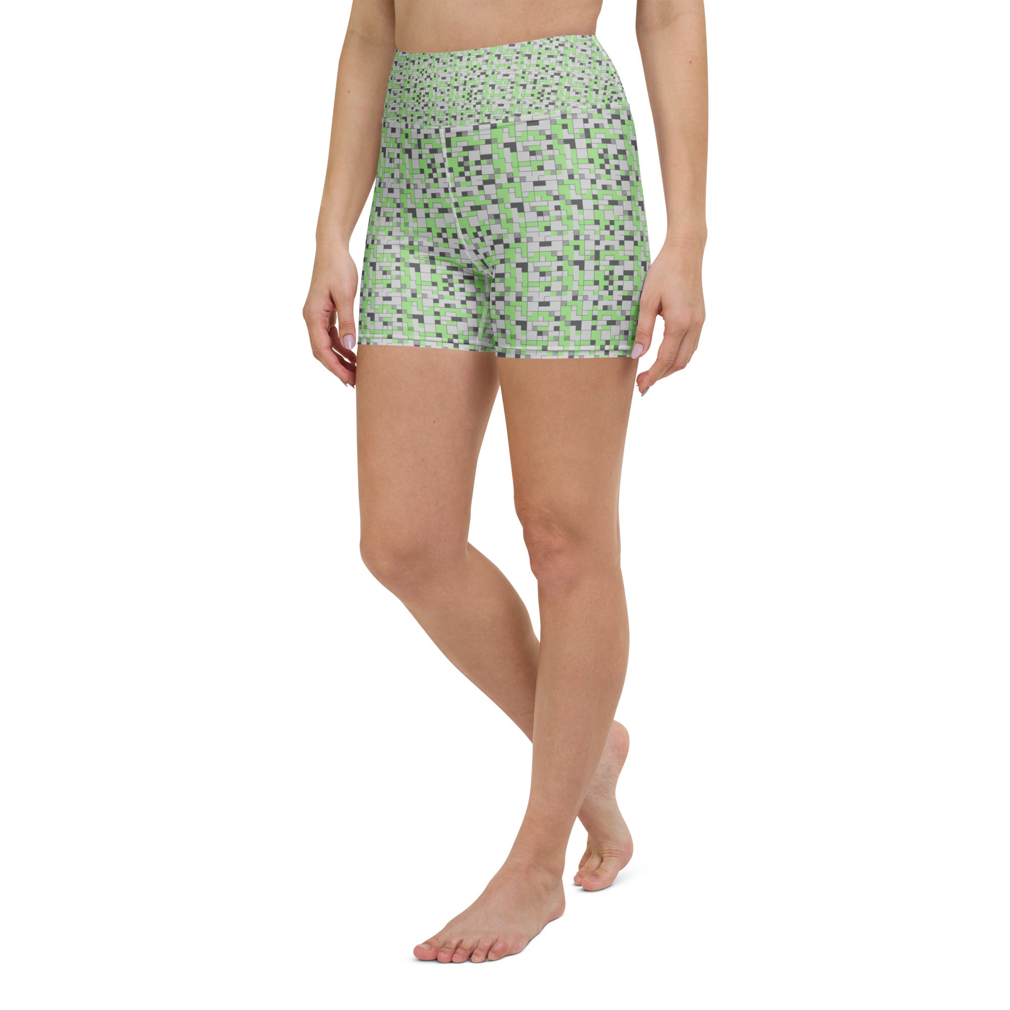 Small Blocks Geometric Yoga Shorts | GearBunch