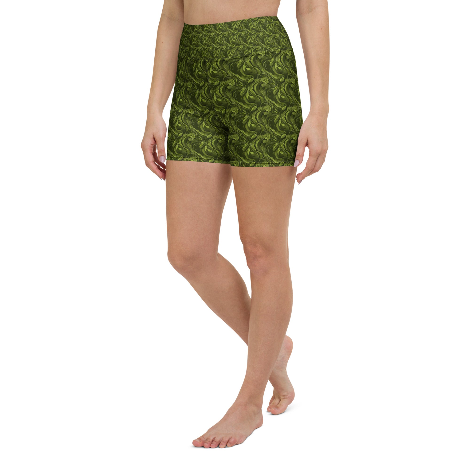 Olive Green Velvet Yoga Shorts | GearBunch