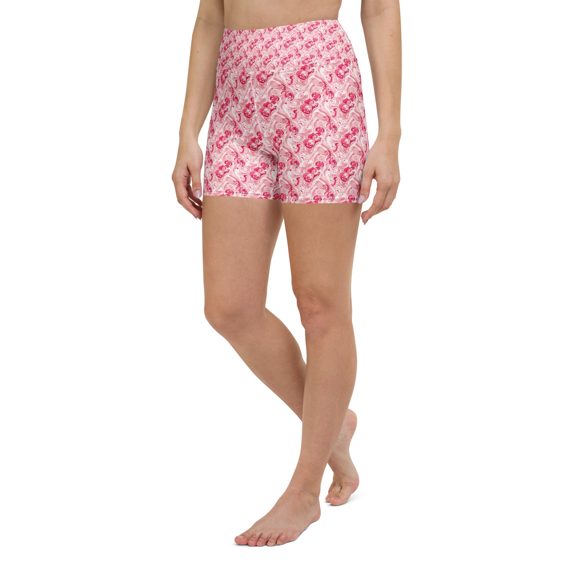 Cherry Strawberry Cream Yoga Shorts | GearBunch