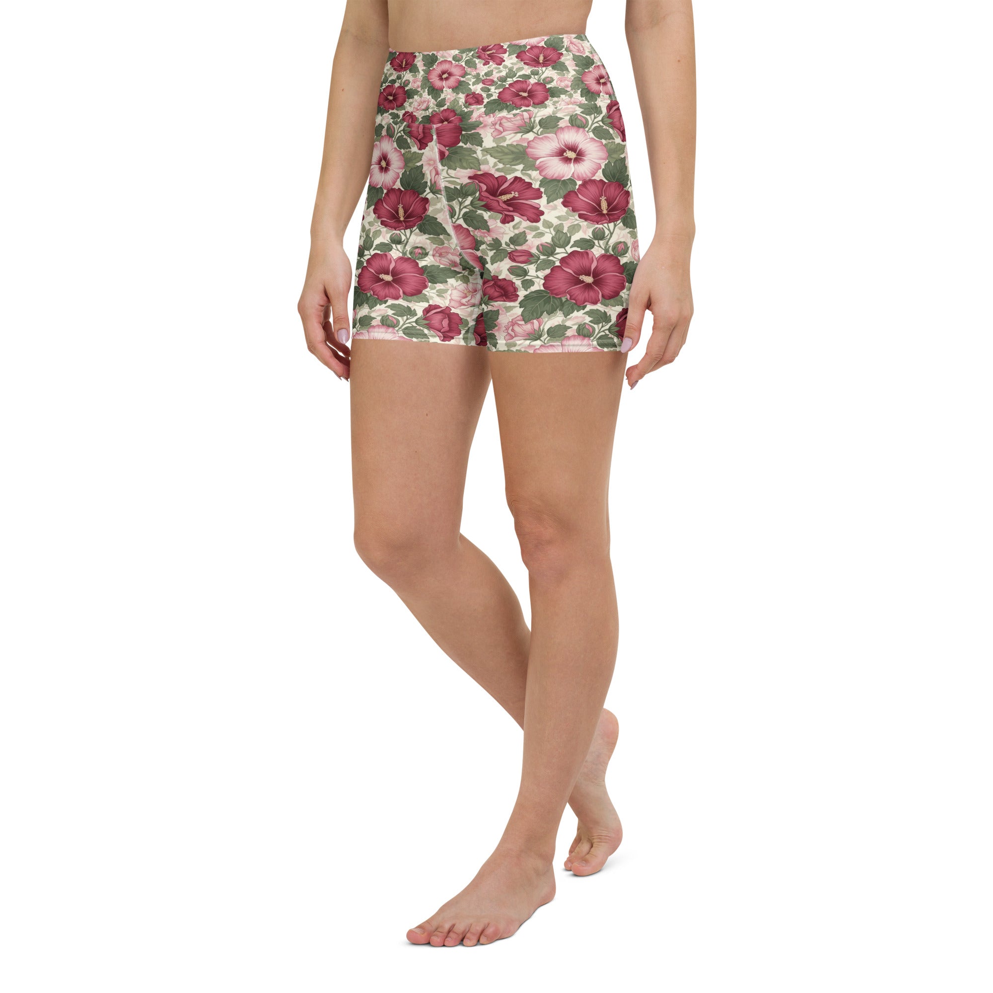 Rose of Sharon Yoga Shorts | GearBunch