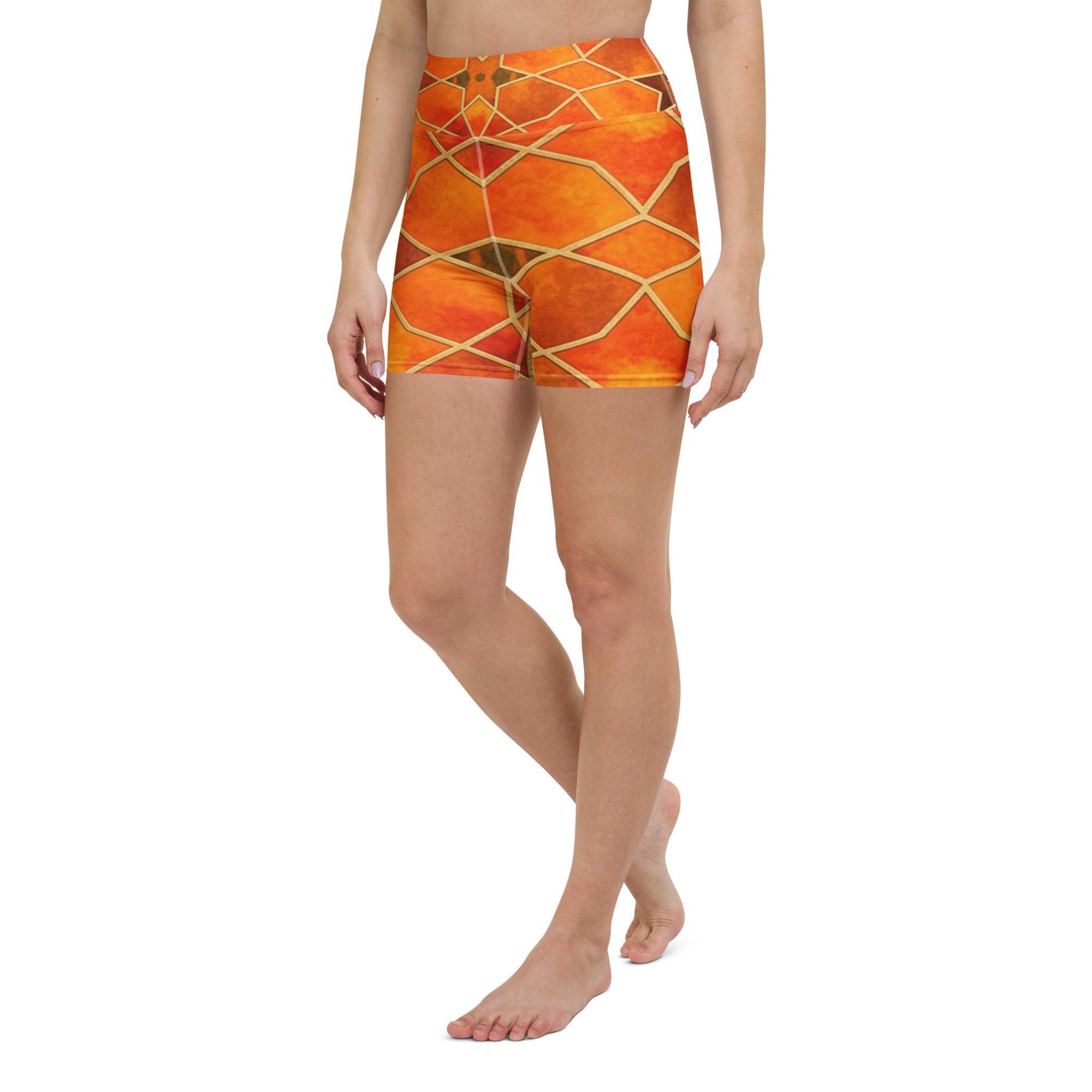 Arabic Watercolour Autumn Spice Yoga Shorts | GearBunch