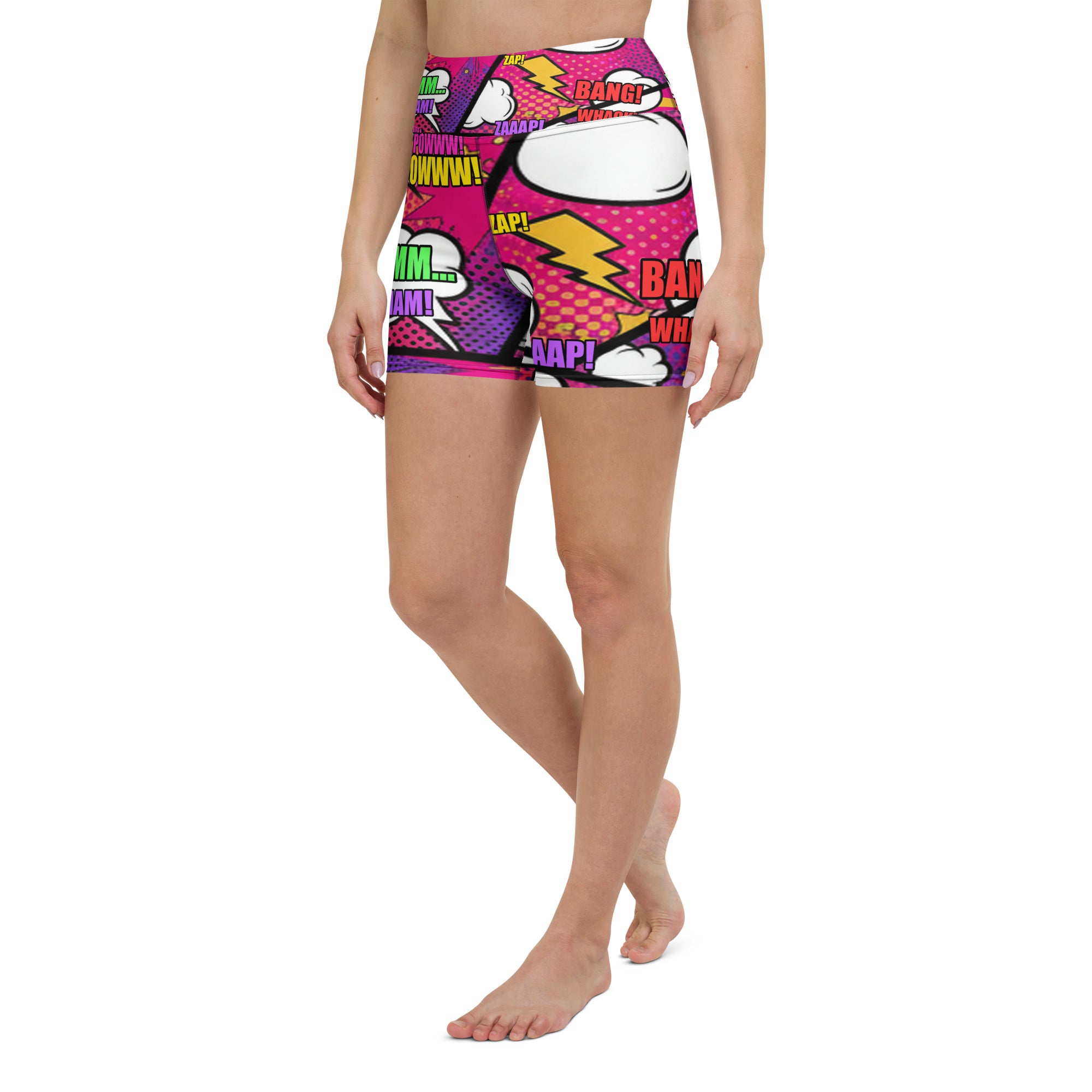 Comic Strip Girl Power Yoga Shorts | GearBunch