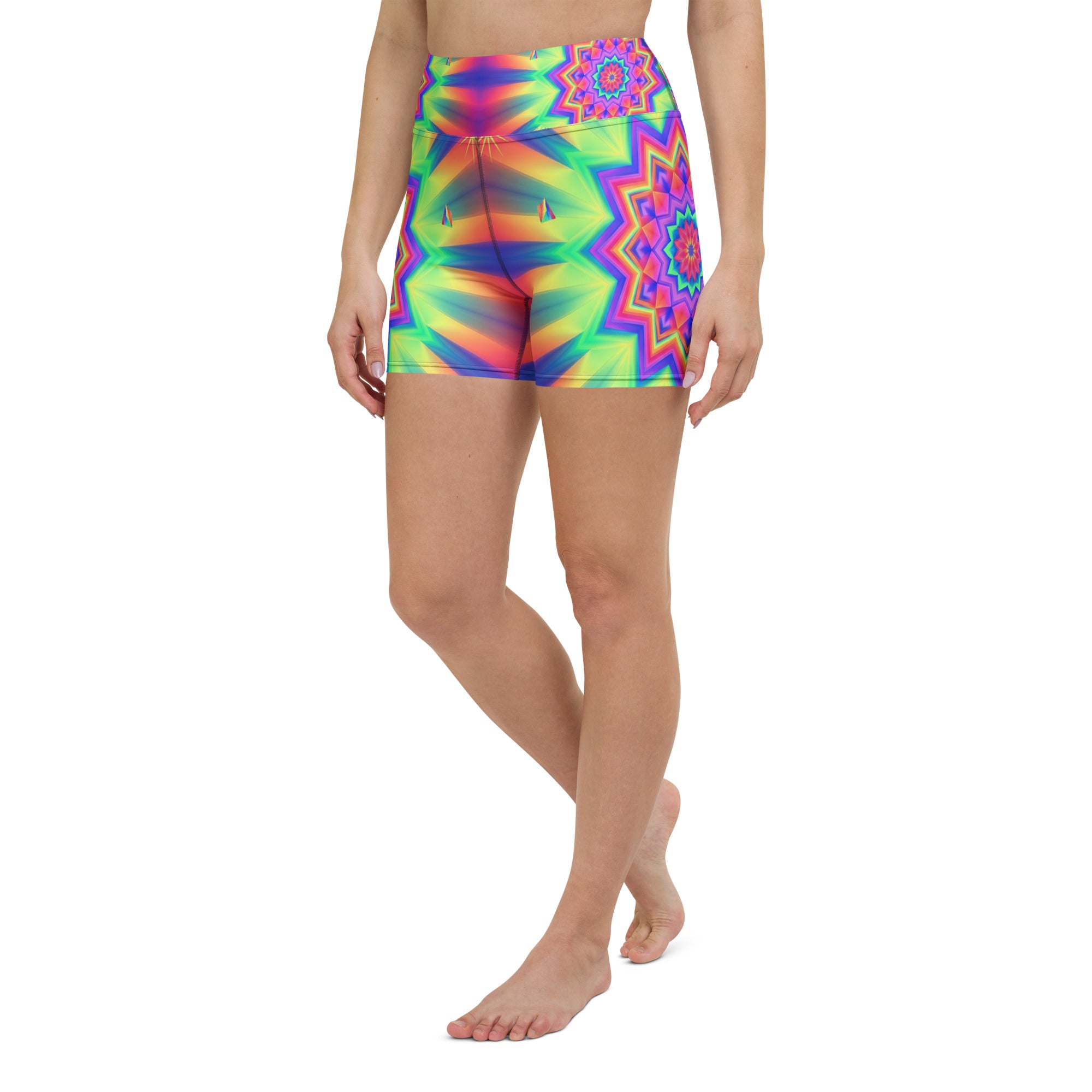 Psychedelic Starburst Prism Yoga Shorts | GearBunch