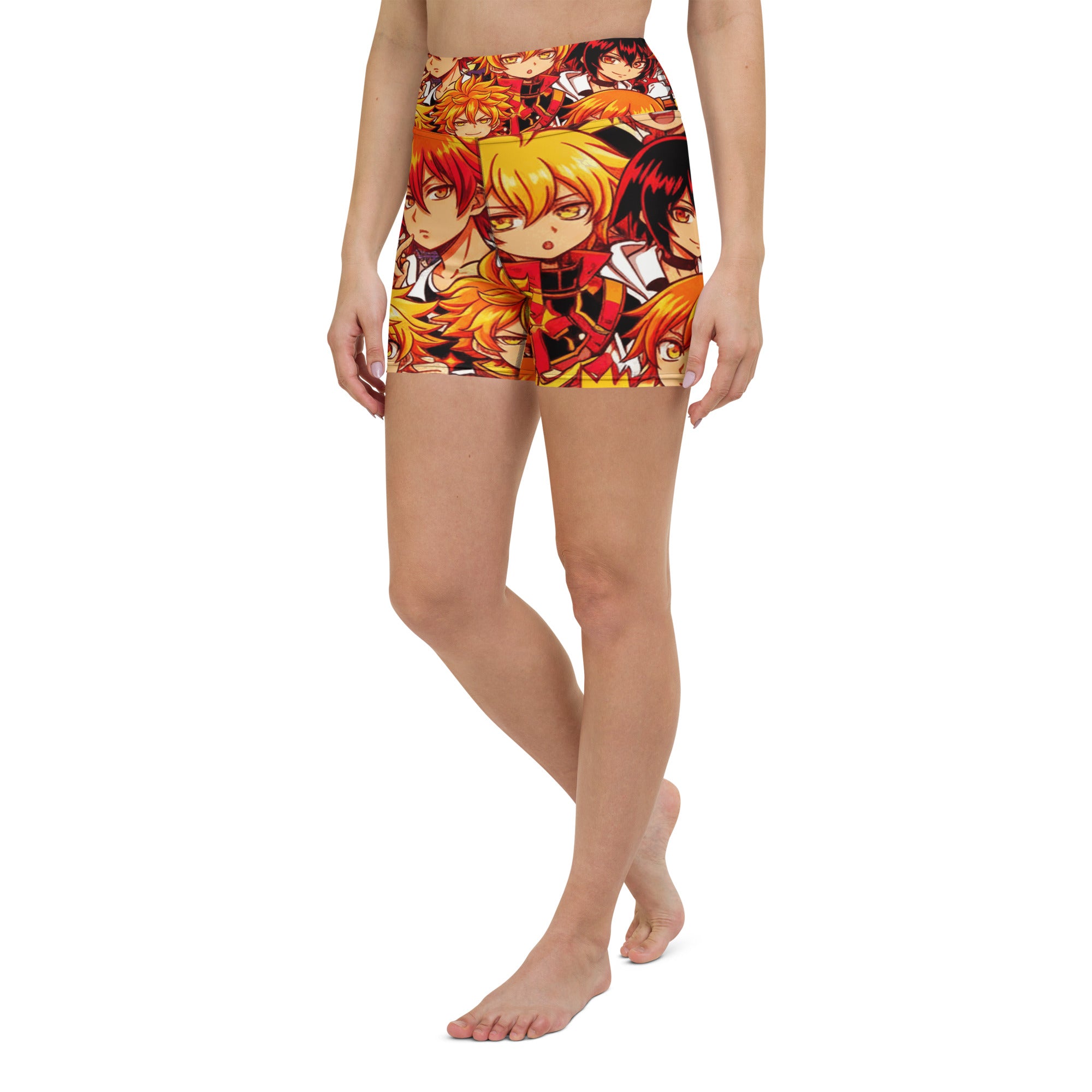Anime Collage Fire Spirit Yoga Shorts | GearBunch