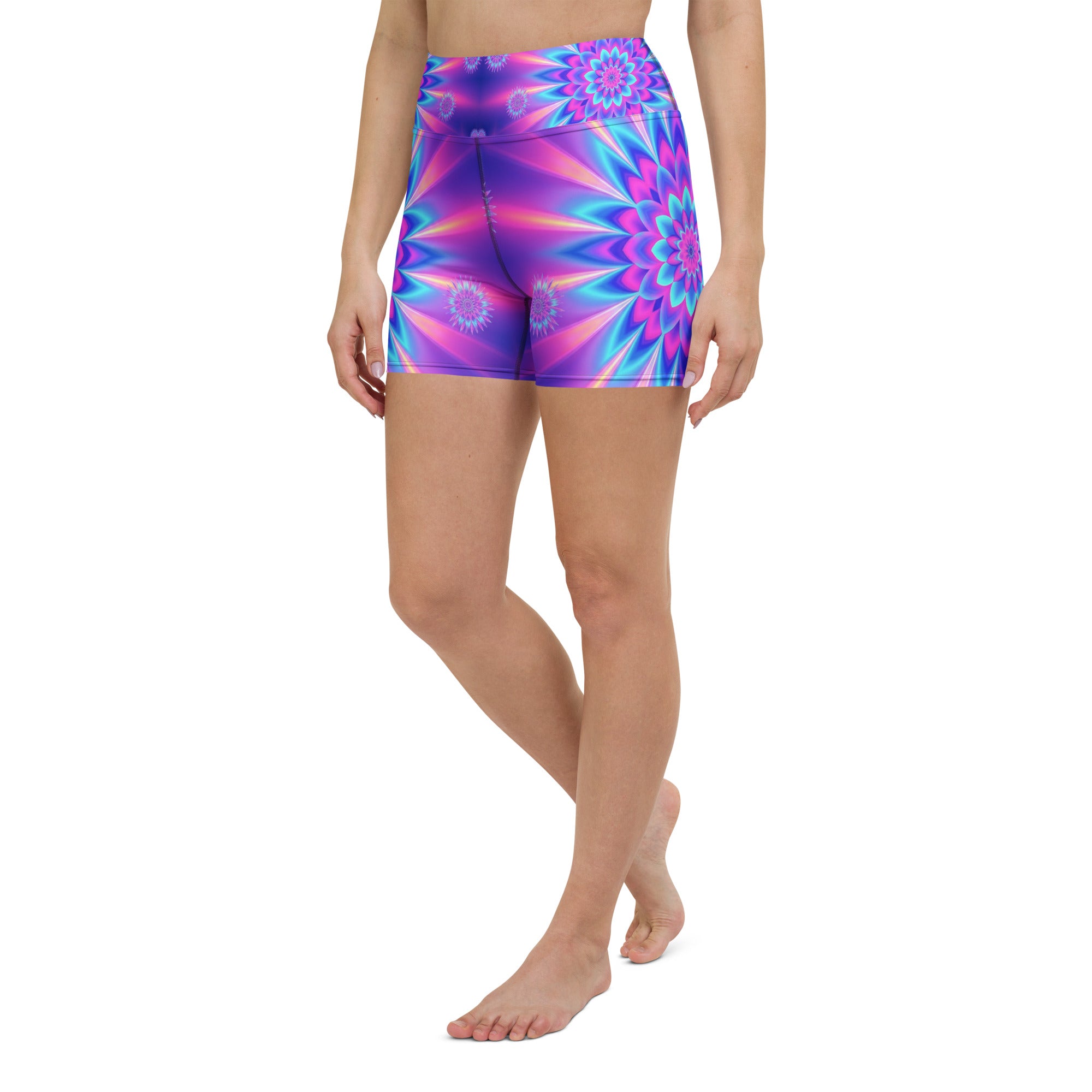 Psychedelic Vaporwave Dream Yoga Shorts | GearBunch