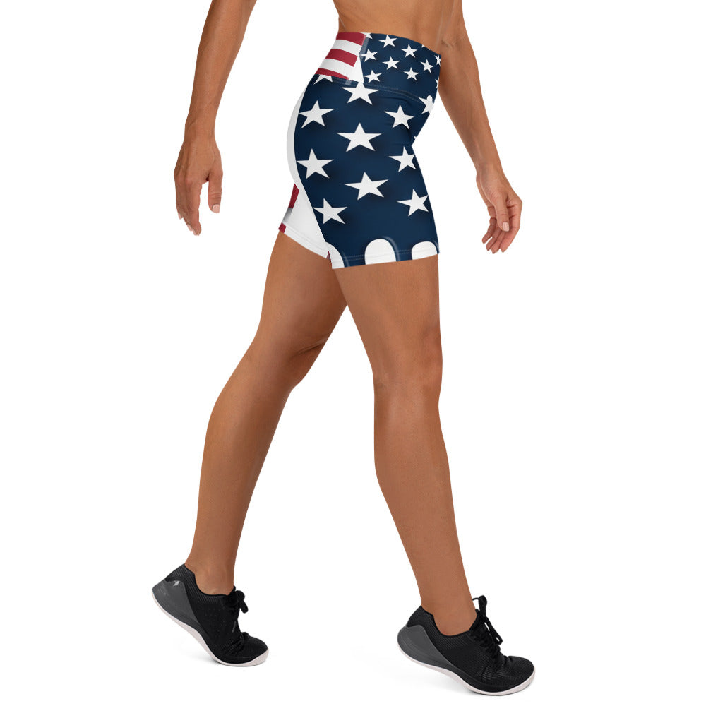 Stars and Stripes Drip Yoga Shorts | GearBunch